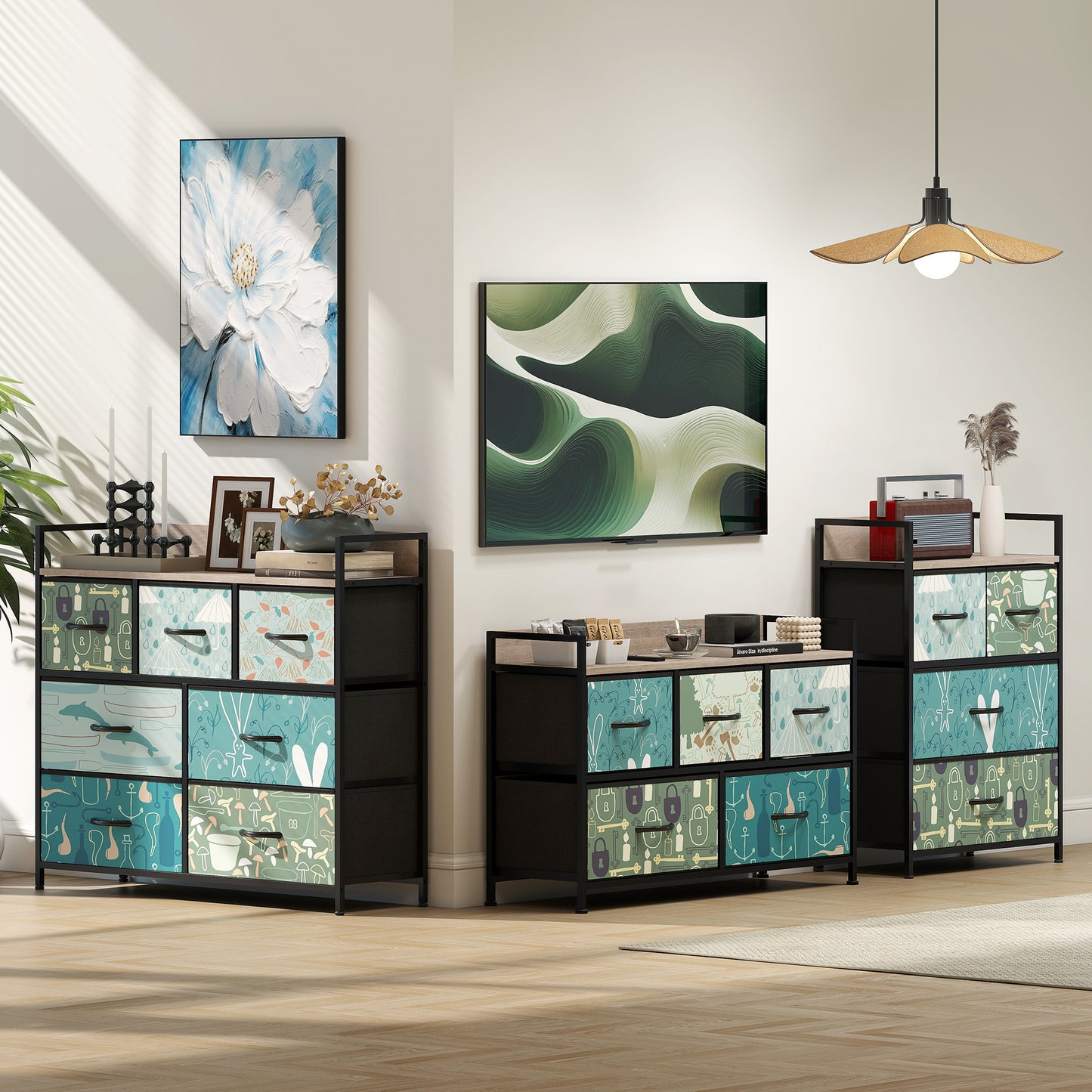 HOMCOM 5-Drawer Chest of Drawers - Blue