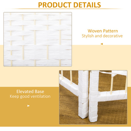 HOMCOM 4 Panel Folding Room Divider, Privacy Screen, Paravent Partition Separator for Living Room, Bedroom, White