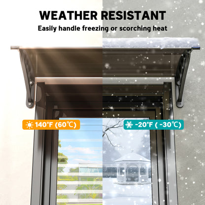 Outsunny Front Door Canopy Outdoor Awning Aluminium Rigid Plastic Polycarbonate Rain Shelter UV Water Rain Resistant 120 x 75cm Brown