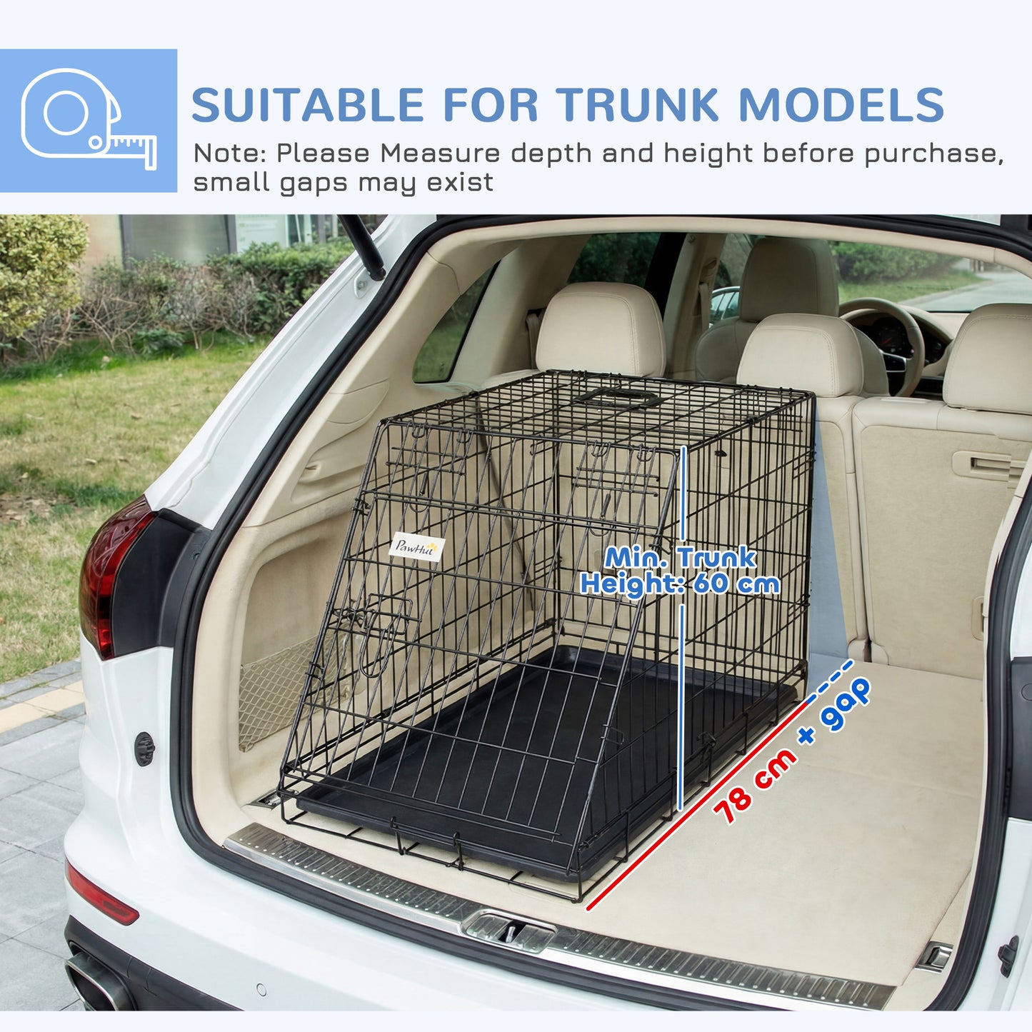 Pawhut Trapeze Collapsible Dog Pet Travel Box Cage Removable Tray 78 x 47 x 55cm