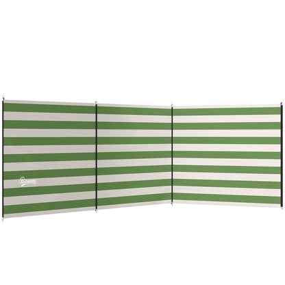 Outsunny 4 Pole Camping Windbreaks, Beach Wind Shield Shelter with Carry Bag and Steel Poles, 540cm x 150cm, Army Green