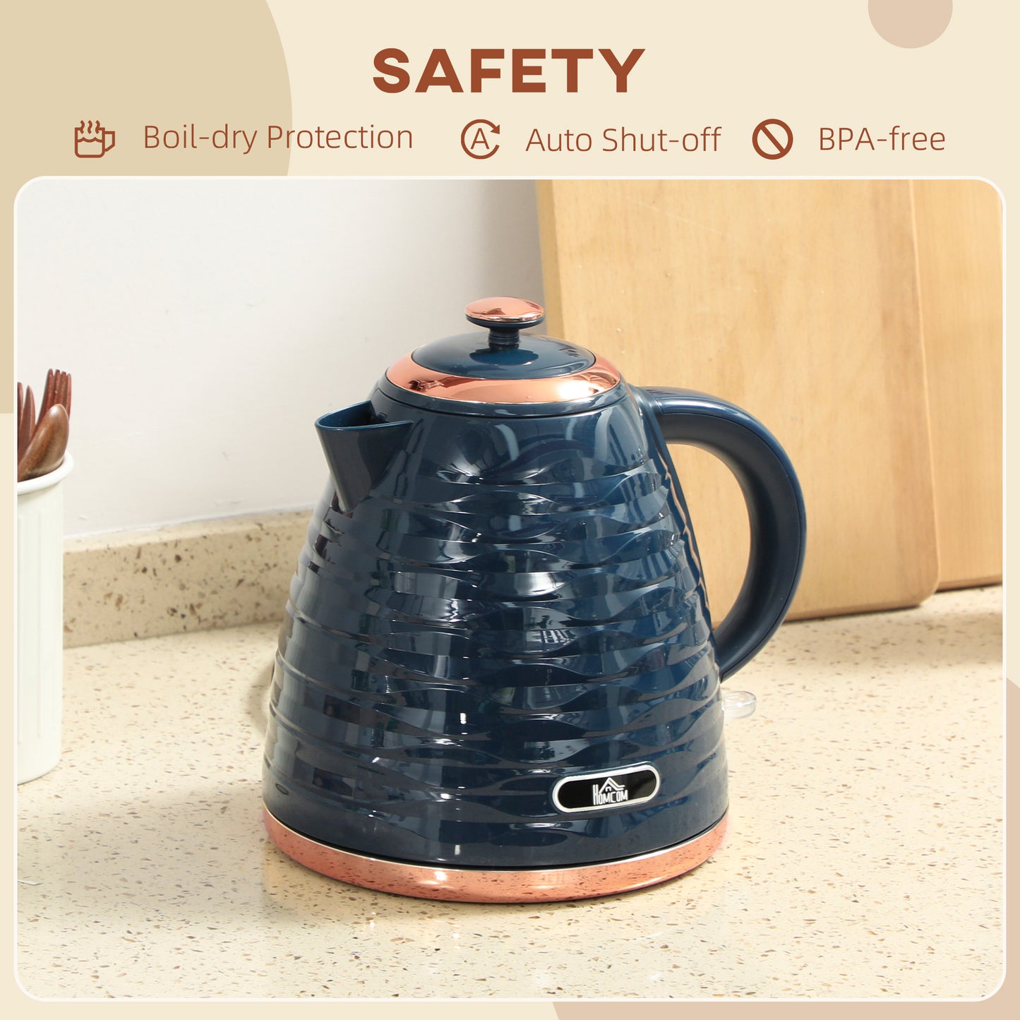 HOMCOM 3kW Rapid Boil Honeycomb Kettle - Dark Blue--ChewyGames-ChewyGames