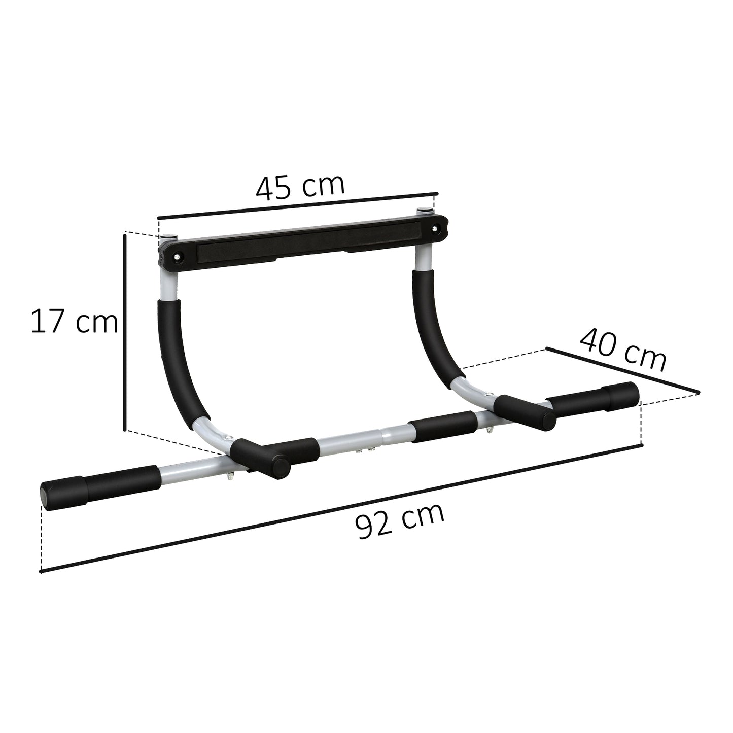 HOMCOM Doorway Pull up Bar, Door Frame Chin up Push up Bar for Home Gym Upper Body Workout, No Drilling or Screws, Grey