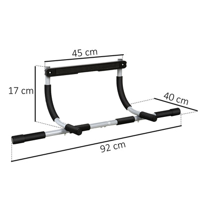 HOMCOM Doorway Pull up Bar, Door Frame Chin up Push up Bar for Home Gym Upper Body Workout, No Drilling or Screws, Grey
