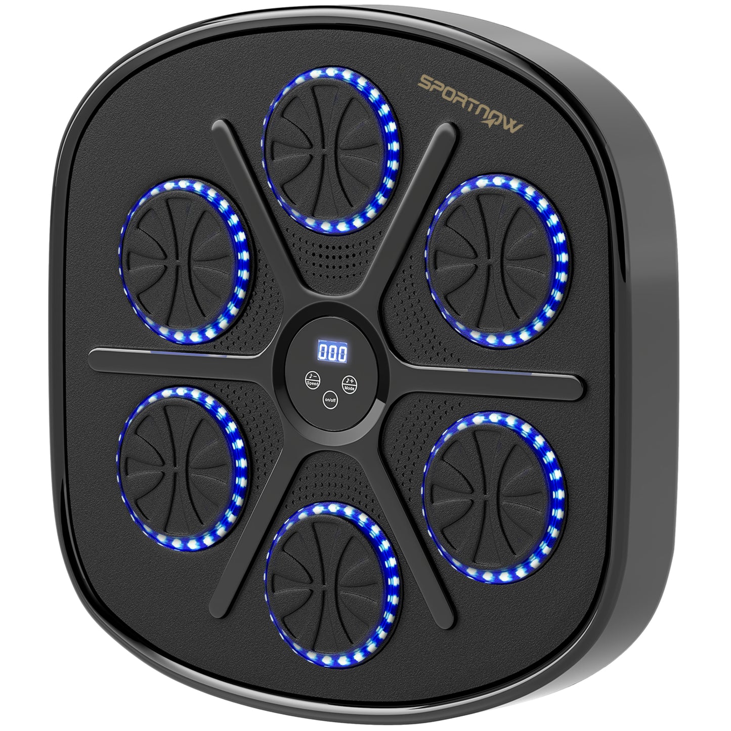 SPORTNOW Music Boxing Machine, Smart Bluetooth Boxing Machine Wall Mounted with 9 Speeds & Modes, LED Lights and Gloves, Punching Pad for Adults, Black