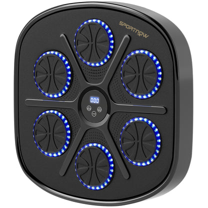 SPORTNOW Music Boxing Machine, Smart Bluetooth Boxing Machine Wall Mounted with 9 Speeds & Modes, LED Lights and Gloves, Punching Pad for Adults, Black
