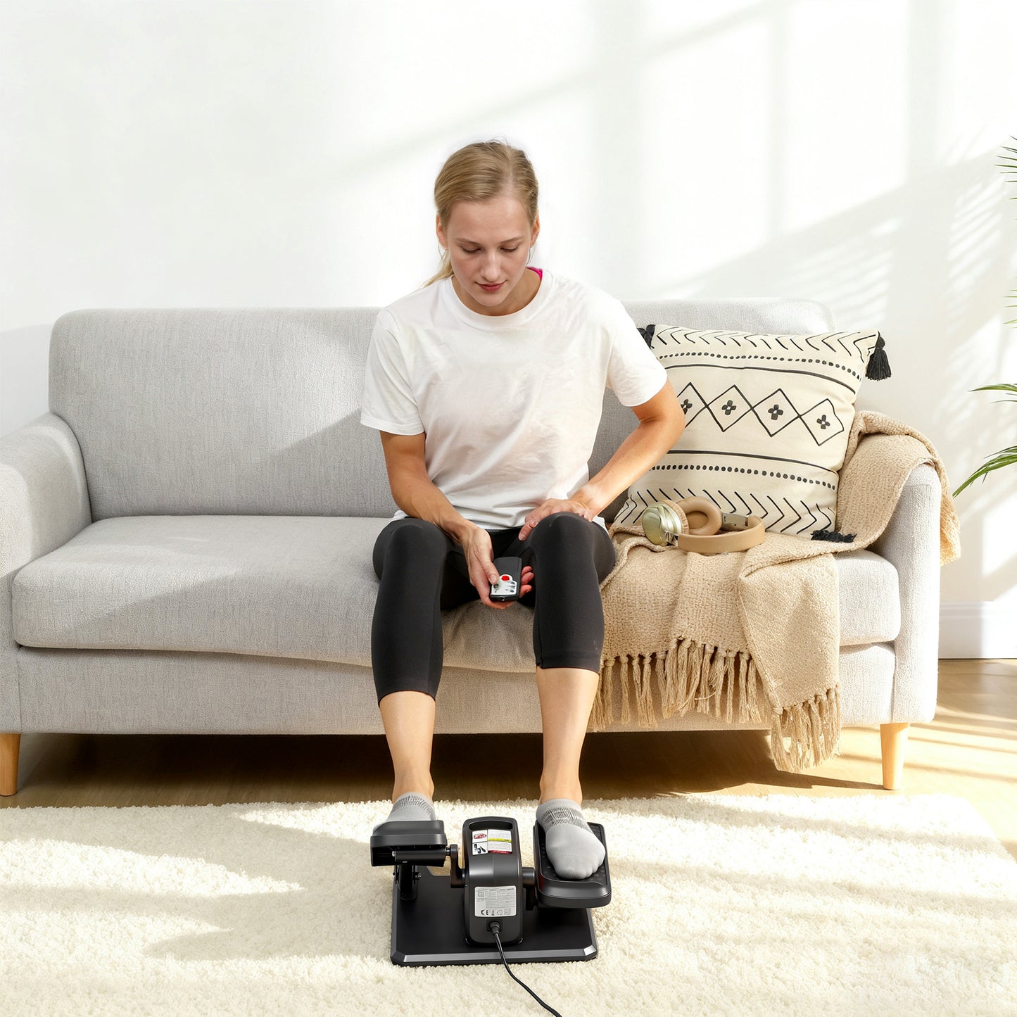 SPORTNOW Under Desk Elliptical Machine for Home, Electric Elliptical Machine with 12 Adjustable Speed, LED Monitor
