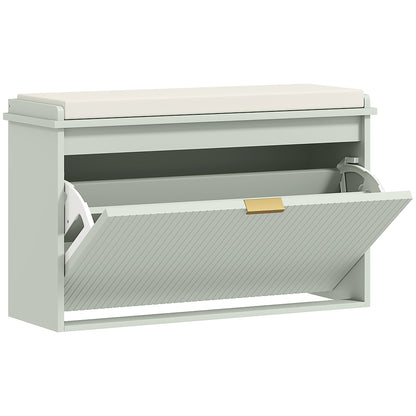 HOMCOM Elegant Eight Shoe Bench, with Top Seat - Green
