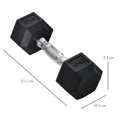 HOMCOM 2x4kg Rubber Dumbbell Sports Hex Weights Sets Home Gym Fitness Hexagonal Dumbbells Kit Weight Lifting Exercise--ChewyGames-ChewyGames