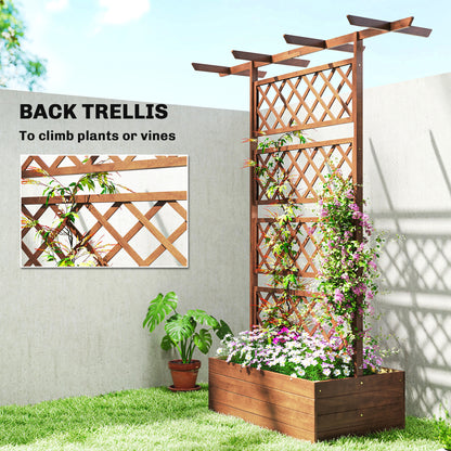 Outsunny Wooden Trellis Planter Box, Raised Garden Bed to Grow Vegetables, Herbs and Flowers, Orange