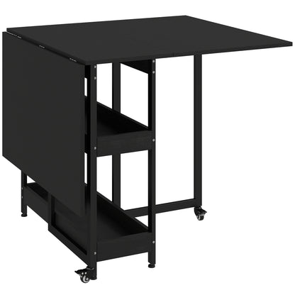 HOMCOM Four-Person Drop Leaf Table - Black Wood-Effect