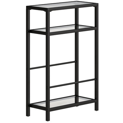 HOMCOM 3-Tier Side Table, Narrow End Table with Storage Shelf and Tempered Glass Tabletop for Small Spaces, Black-End Tables-ChewyGames-ChewyGames