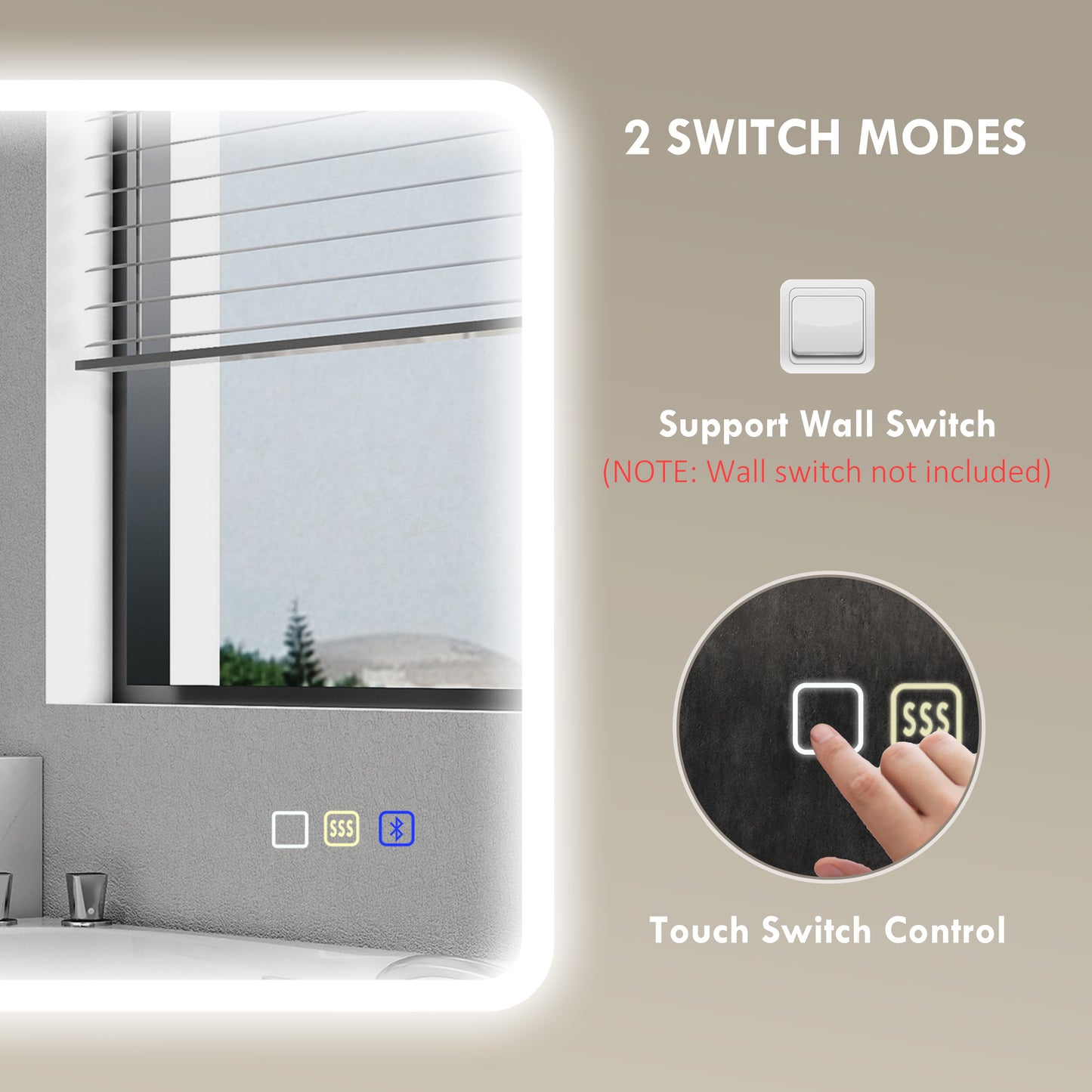 HOMCOM 80 x 60cm LED Bathroom Mirror, with Bluetooth - Silver Tone