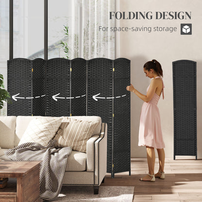 HOMCOM 6 Panel Folding Room Divider, Freestanding Privacy Screen for Living Room, Bedroom and Office, 240 x 170cm, Black