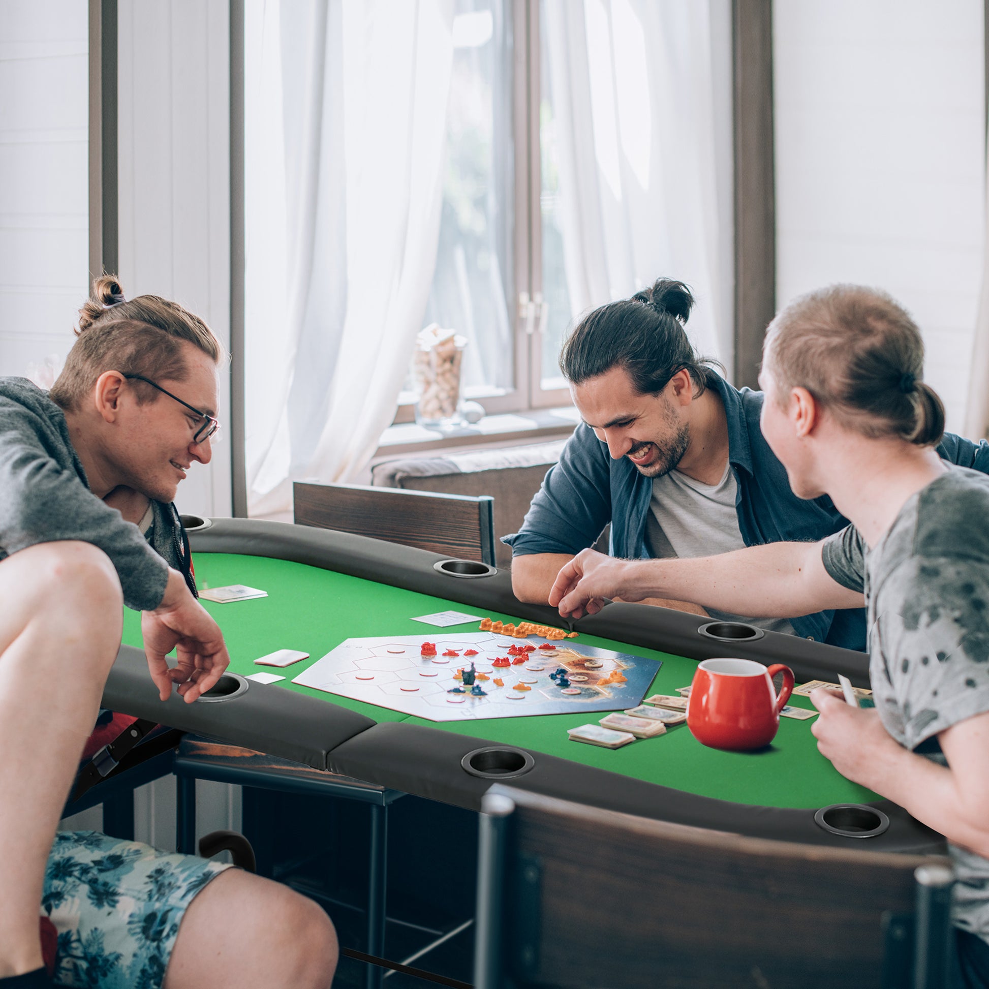 HOMCOM 8 Player Folding Poker Table, Oval Portable Blackjack Casino Table with Cup Holder, Felt Top and Metal Base, 183 x 82 x 75cm, Green and Black-Indoor Games-ChewyGames-ChewyGames