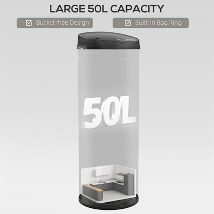HOMCOM 50L Stainless Steel Sensor Bin - Black