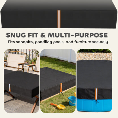 AIYAPLAY Sandbox Cover, Square Sandpit Cover Waterproof Dustproof UV Protection, Sandbox Canopy with Drawstring and Elastic Band