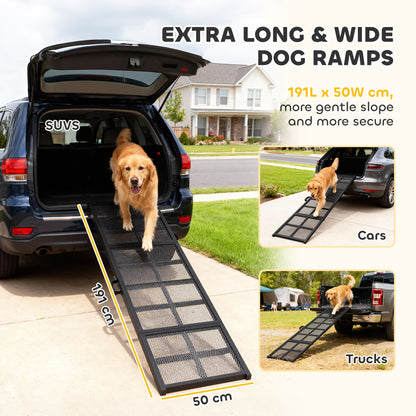 PawHut 191 x 50cm Dog Ramp for Car, Extra Long Pet Stairs with Non-Slip Surface, for Large Dogs, Black--ChewyGames-ChewyGames