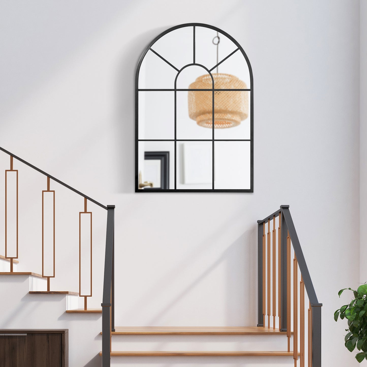 HOMCOM 90 X 61cm Arched Grid Mirror - White