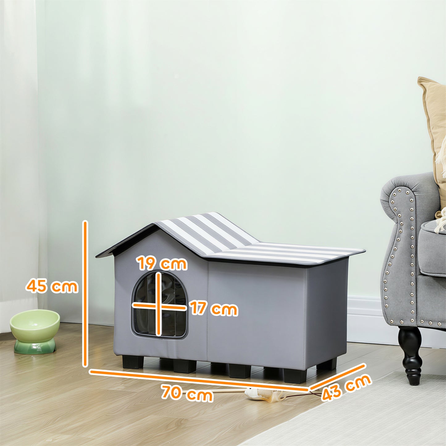 PawHut Outdoor Cat House, Weather Resistant Feral Cat Cave with Elevated Base and Cushion for Winter, Grey--ChewyGames-ChewyGames