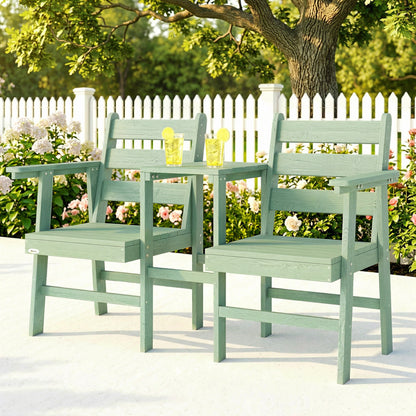 Outsunny Outdoor Garden Loveseat, Embossed Wooden Jack and Jill Garden Seat with Integrated Table, Green--ChewyGames-ChewyGames