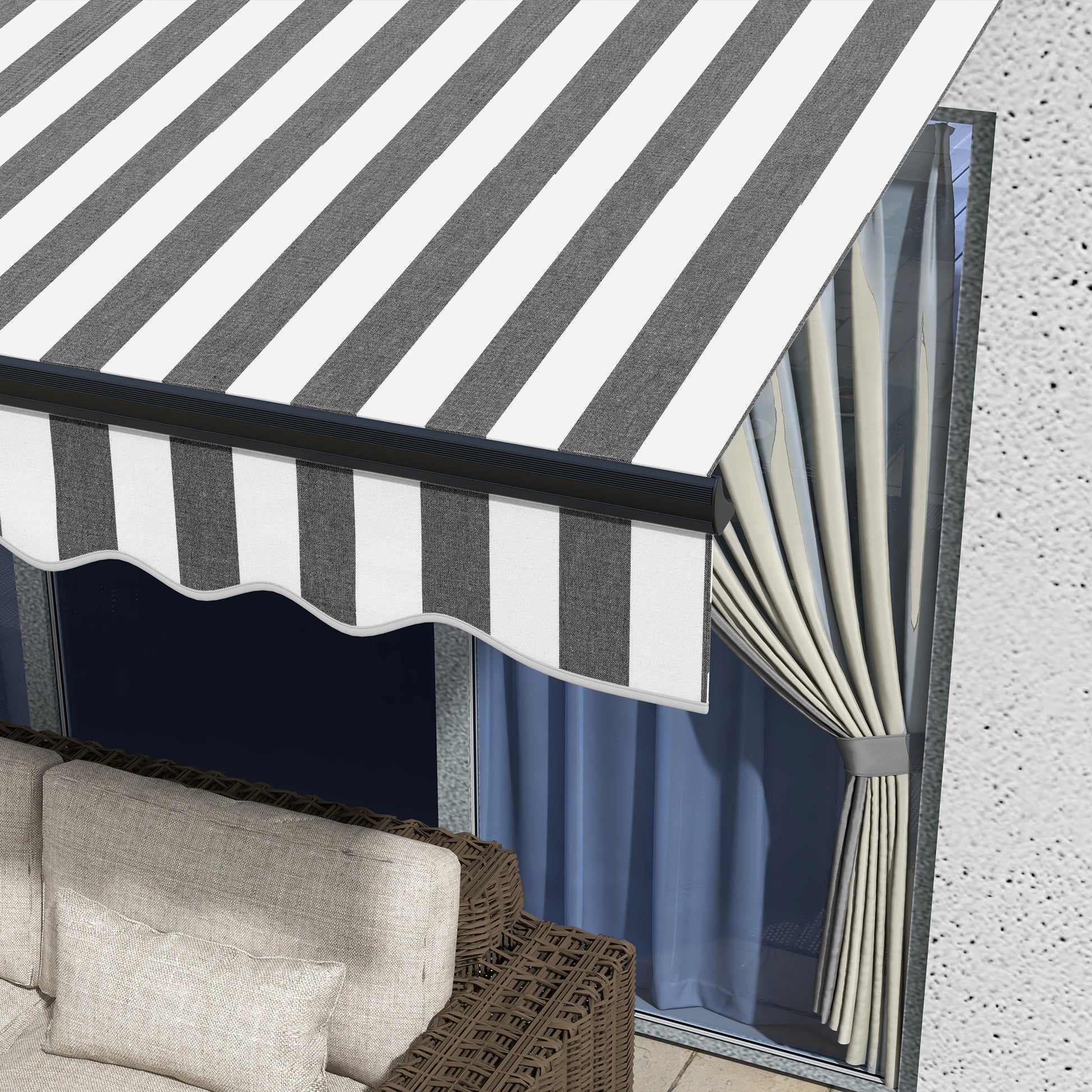Outsunny 3 x 2m Aluminium Frame Electric Awning, with Remote - Grey/White--ChewyGames-ChewyGames