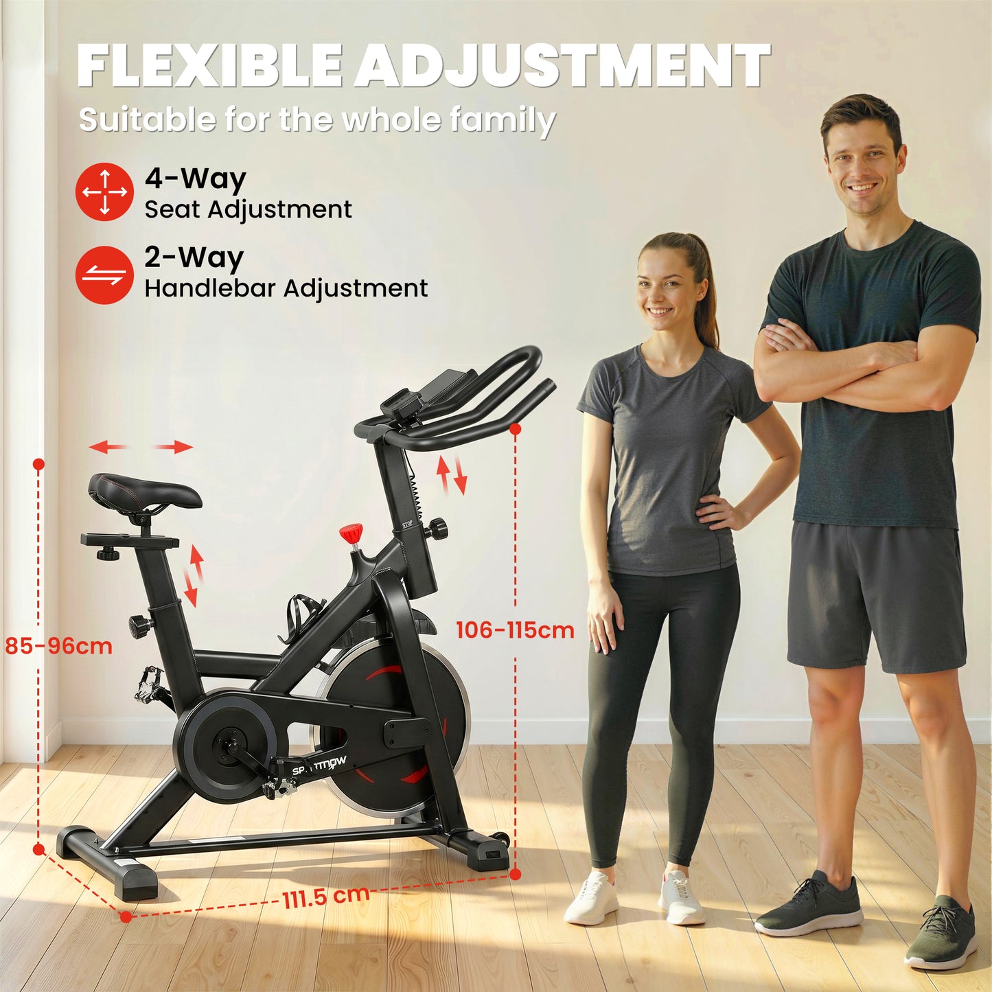SPORTNOW Exercise Bike, Indoor Stationary Bike with Smart APP, 0-100% Magnetic Resistance, Adjustable Seat & Handlebars