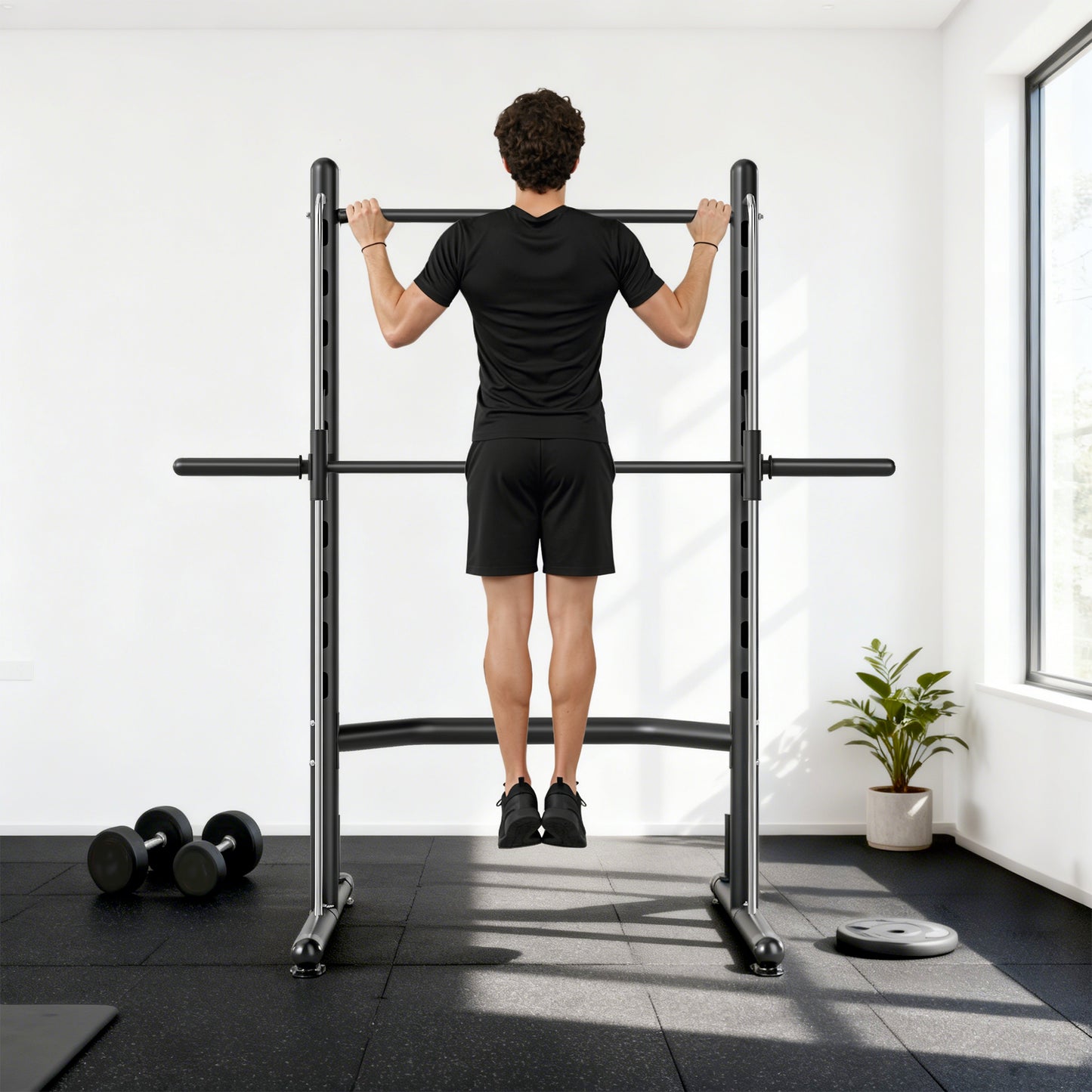 HOMCOM Adjustable Squat Rack, with Pull Up Bar, Barbell Bar for Home Gym--ChewyGames-ChewyGames