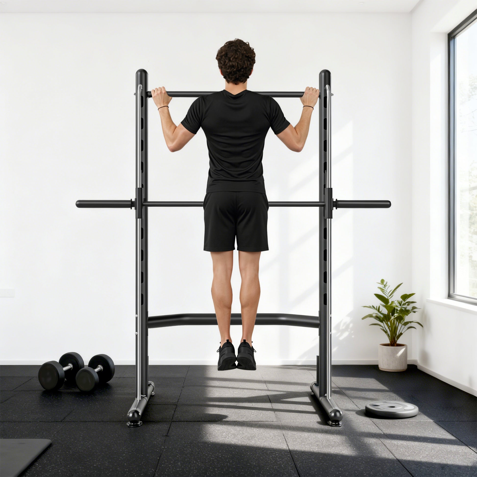 HOMCOM Adjustable Squat Rack, with Pull Up Bar, Barbell Bar for Home Gym--ChewyGames-ChewyGames