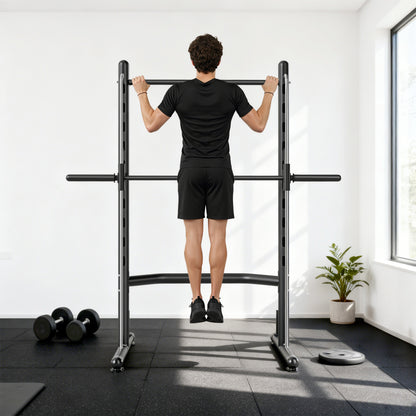 HOMCOM Adjustable Squat Rack, with Pull Up Bar, Barbell Bar for Home Gym--ChewyGames-ChewyGames