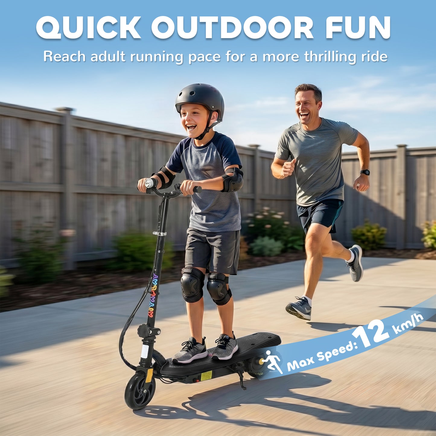 HOMCOM Foldable Electric Scooter, with LED Lights, for Ages 7-14 Years, Black