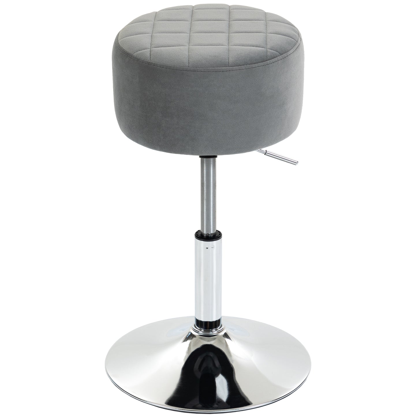 HOMCOM Bar Stool Adjustable Swivel Chair Velvet-Feel Seat 1 Piece, Grey