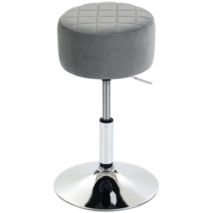 HOMCOM Bar Stool Adjustable Swivel Chair Velvet-Feel Seat 1 Piece, Grey