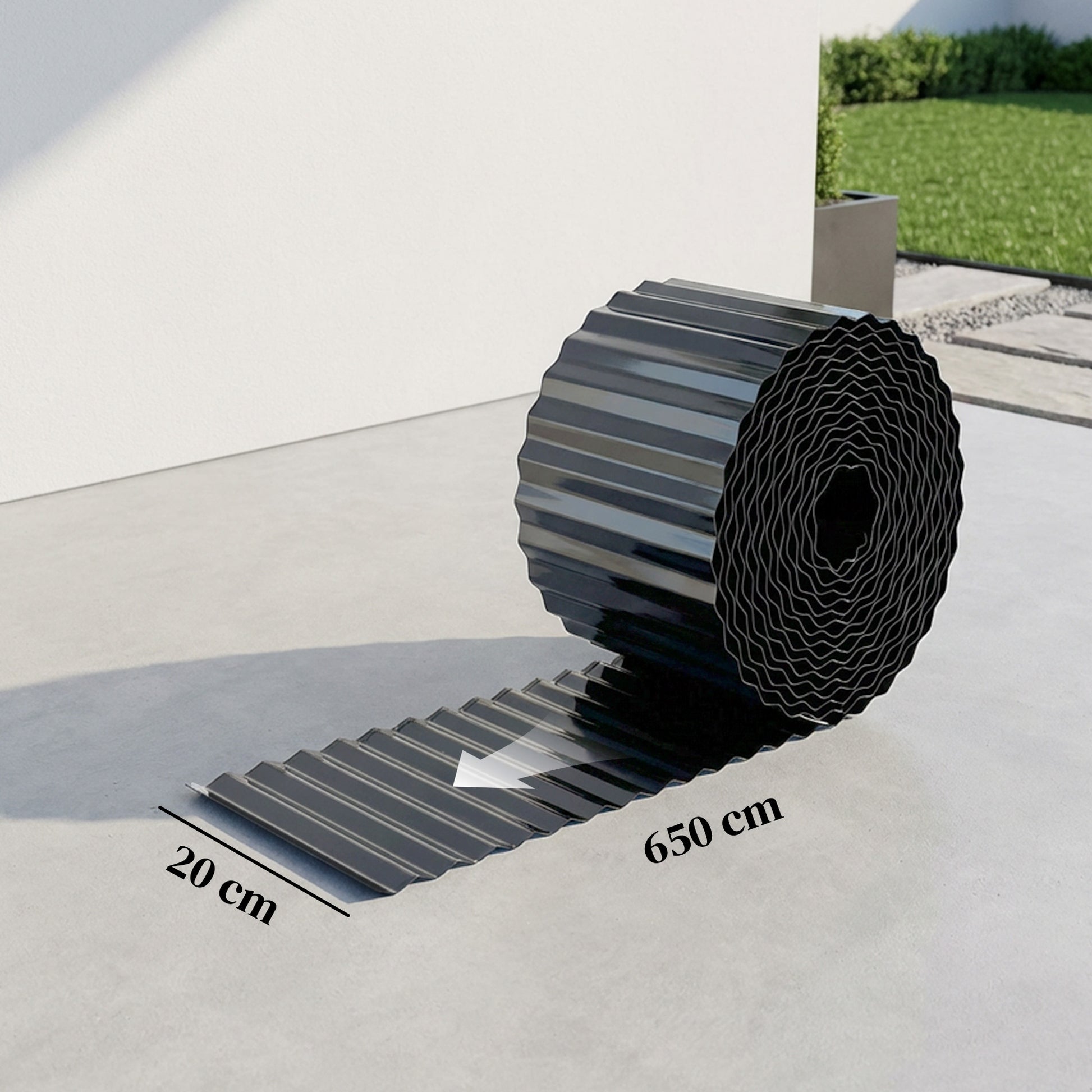 Outsunny Metal Garden Edging Border, 8 in x 21.3 ft Corrugated Heavy Duty Galvanised Steel Lawn Edging, Dark Grey--ChewyGames-ChewyGames