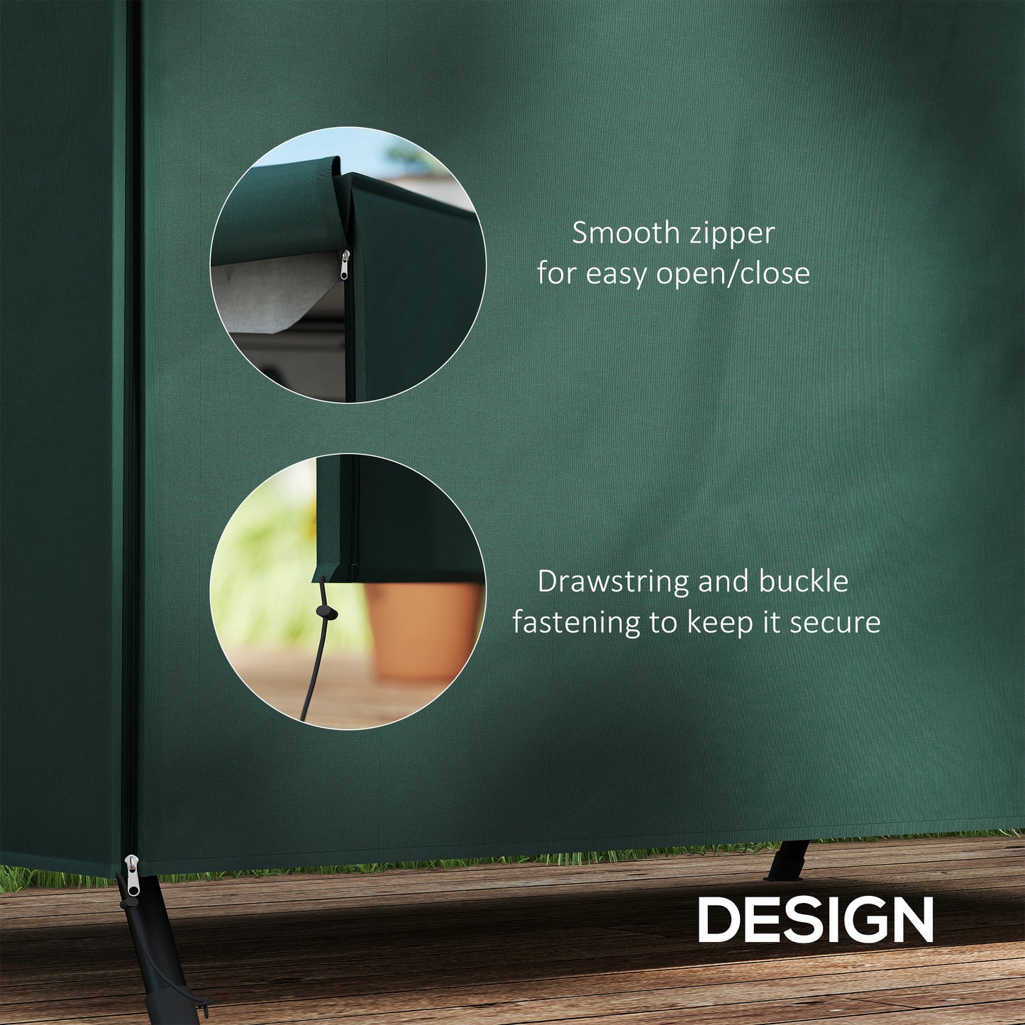 Outsunny 205 x 124cm Three-Seater Swing Chair Protective Cover Deep Green