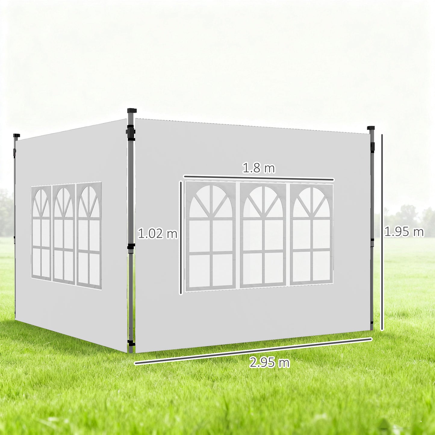 Outsunny Gazebo Side Panels, Sides Replacement with Window for 3x3(m) or 3x4m Pop Up Gazebo, 2 Pack, White