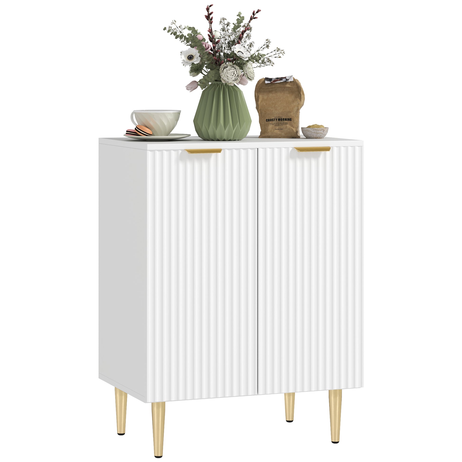 HOMCOM Adjustable Shelf Sideboard - White-Sideboards-ChewyGames-ChewyGames