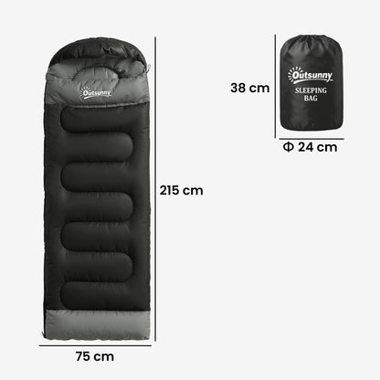 Outsunny Sleeping Bag for Adults, Lightweight & Compact Sleeping Bag, 3 Seasons, Black