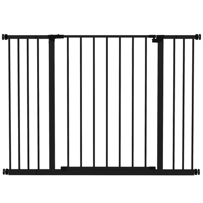 PawHut Dog Gate Pet Safety Gate Stair Barrier Pressure Mount Adjustable 76-82/86-97/101-107 cm, Black