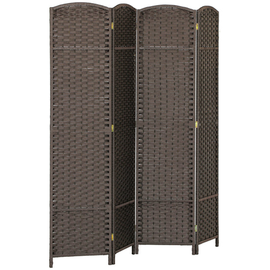 HOMCOM 4 Panel Folding Room Divider, Freestanding Privacy Screen for Living Room, Bedroom and Office, 160 x 170cm, Brown