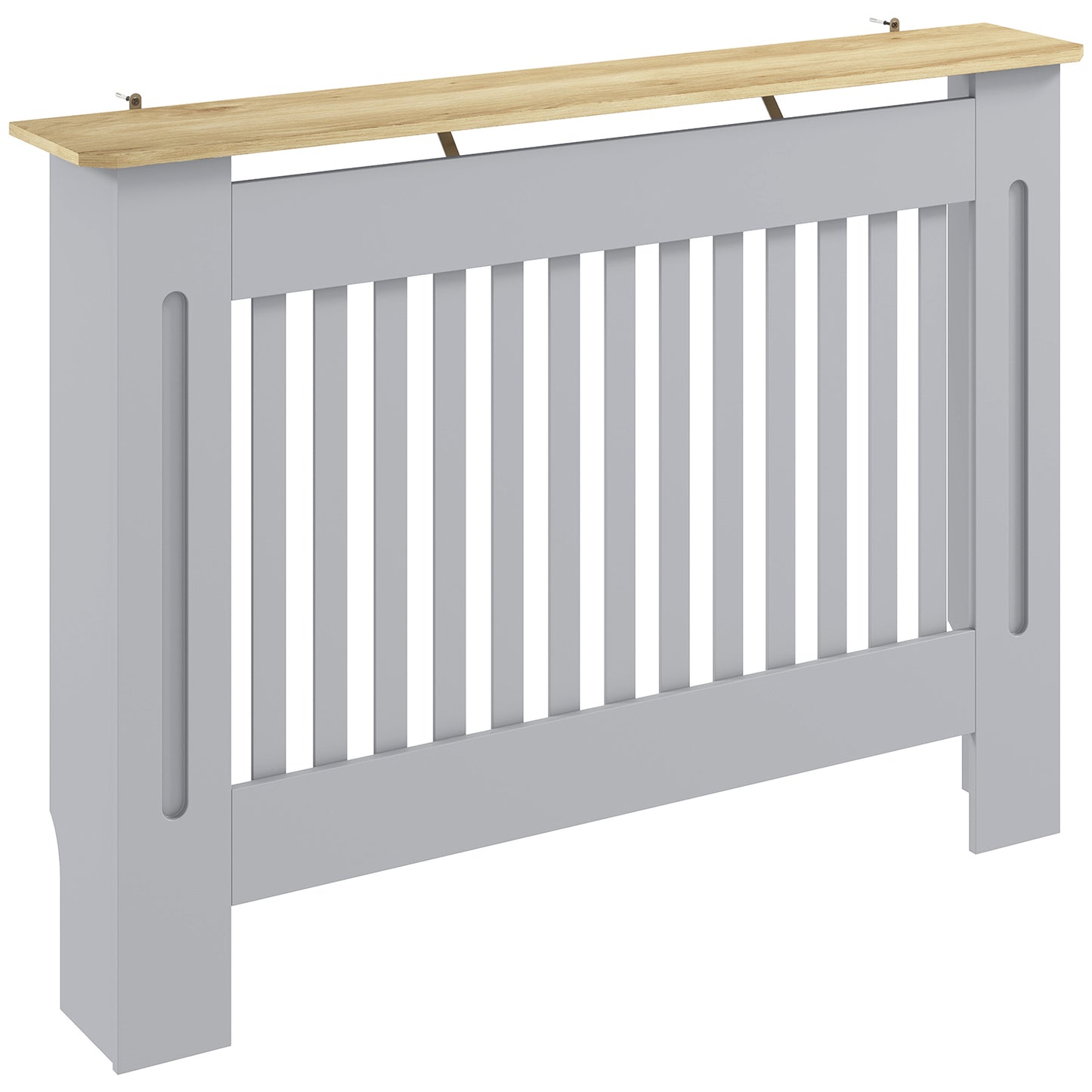 HOMCOM Slatted Radiator Cover, Painted Cabinet with Line Grill Design, 112L × 19W × 81H cm, Grey