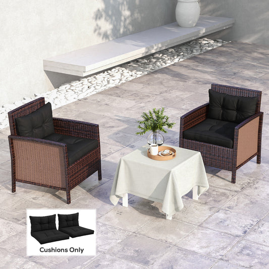 Outsunny 4-Piece Seat Cushions Back Pillows Replacement, Patio Chair Cushions Set for Indoor Outdoor, Black
