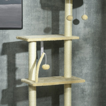 PawHut 230-250cm Floor-to-Ceiling Climbing Cat Tree Tower - Beige