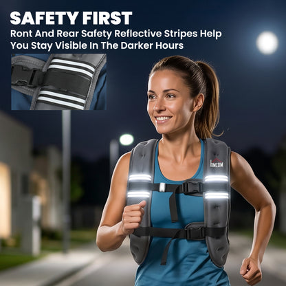 HOMCOM 10KG Weighted Vest, Running Weight Vest with Adjustable Strap, Convenient Pocket and Reflective Strips for Men and Women