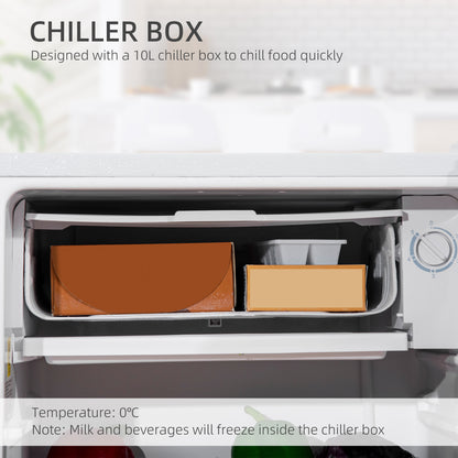HOMCOM Under Counter Fridge, 91L Small Fridge with Chiller Box, Removable Shelf, Reversible Door, Adjustable Legs, Mini Refrigerator, White