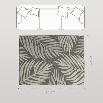 HOMCOM UV Resistant Indoor & Outdoor Area Rug, Easy-Cleaning Machine Washable Rug for Patio, Garden, Kitchen, Bathroom or Living Room, 170 x 120 cm, Grey