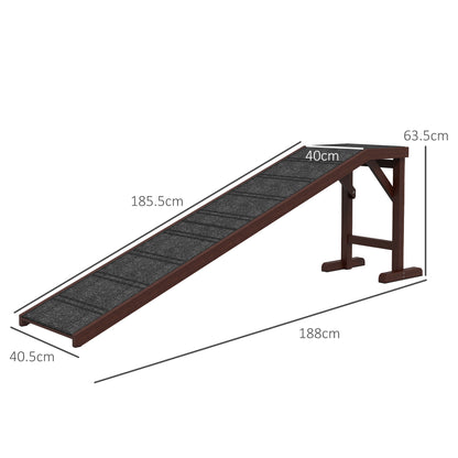 PawHut Pet Ramp for Dogs with Non-Slip Carpet and Top Platform - Brown & Grey