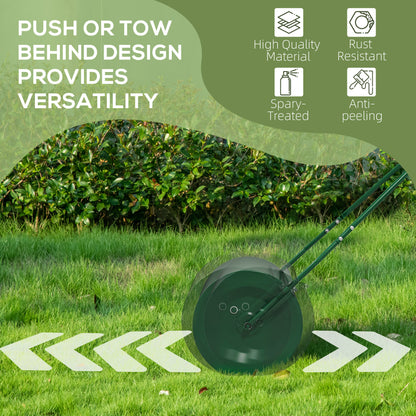 Outsunny 63 L Garden Lawn Roller with Water/Sand Filled Drum, Heavy Duty Steel Lawn Push Rolling Tool for Grass Seeding, Soil Levelling, Dark Green