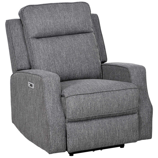HOMCOM 150° Electric Reclining Chair, with USB port and Footrest - Charcoal Grey