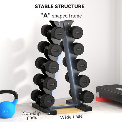 SPORTNOW Five-Tier Dumbbell Storage Rack, for Home Gym Exercise - Black-Free Weight Storage Racks-ChewyGames-ChewyGames